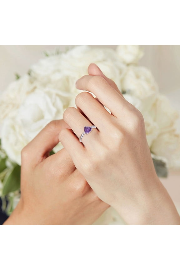 Fashion Heart-shaped Rhinestone Rings for Ladies Ring Jewelry Gift for Women Valentine's Day Gift