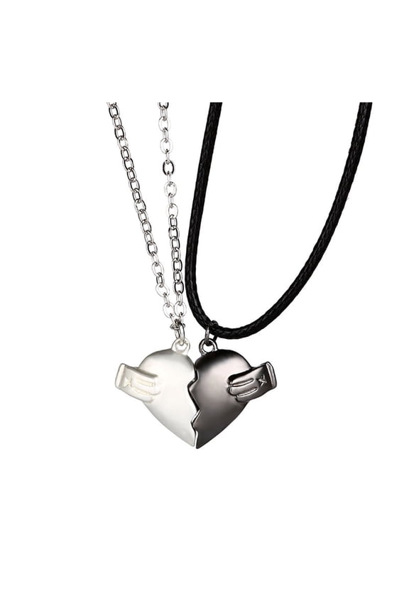 Friendship Necklace Two Souls One Heart Pendant Necklaces for Couple Wishing Stone Creative Magnet Couples Necklace