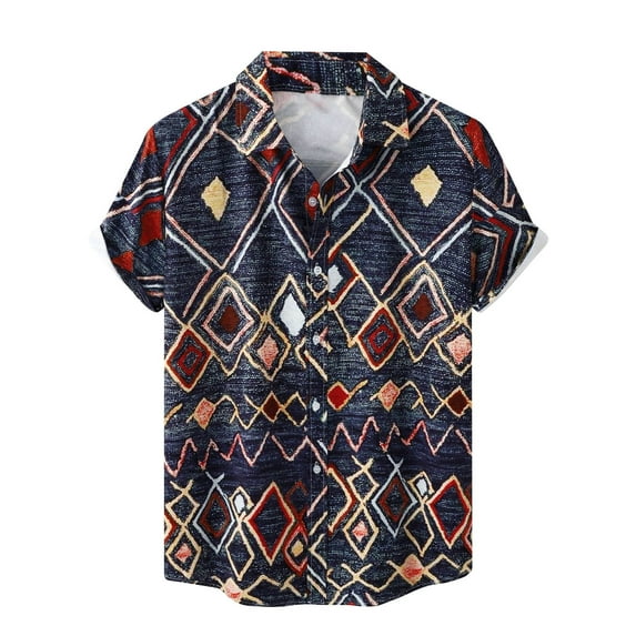 TIHLMK Hawaiian Shirt for Men Shirts Vintage Beach Tops Mens Short Sleeve Button Down Shirts Blue