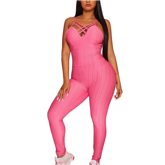 TIHLMK Jumpsuit for Women Women's Large Size Backless Yoga Exercise Fitness Pants Skinny Jumpsuit Gift for Women