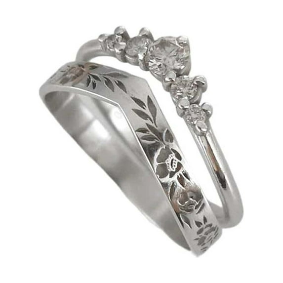 TIHLMK Ladies Fashion Rings for Womens Couple Ring Vintage Style Floral Paired Engagement Wedding Ring for Valentine's Day Gift Anniversary Her