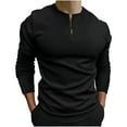 thumbnail image 1 of TIHLMK Long Sleeve Tee Shirts for Men Long Sleeve Round Neck Solid Color Pocket Zipper Slim Fit Shirt, 1 of 5