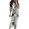 thumbnail image 1 of TIHLMK Maxi Dress for Women Women's Summer Casual Long Sleeve Printing Button Fork Opening Dress, 1 of 3