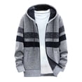 thumbnail image 1 of TIHLMK Men's Outerwear Jackets & Coats Men Casual Patchwork Long Sleeve Knitting Hooded Cardigan Zipper Coats Gray, 1 of 4
