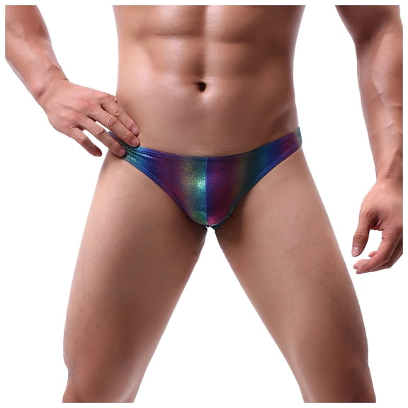TIHLMK Men's Underwear Under $10 Rainbow Men's Briefs Casual Breathable Low Waist Briefs