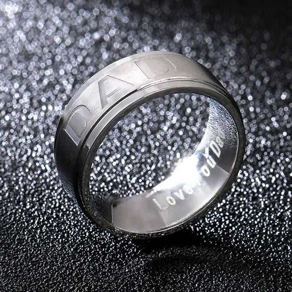 TIHLMK Mens Rings Fashion Letter DAD Ring Men's Titanium Steel Ring Jewelry Ring 1pc