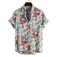 thumbnail image 1 of TIHLMK Mens Tshirts Men's Cardigan Short Sleeve Hawaiian Beach Flower Shirt Men's Turtleneck Shirt, 1 of 6