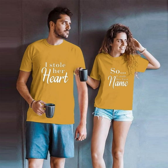 TIHLMK Mens Tshirts Short Sleeve Men Couples Lover Valentine's Day Short Sleeve Letter Print T Shirts Tops