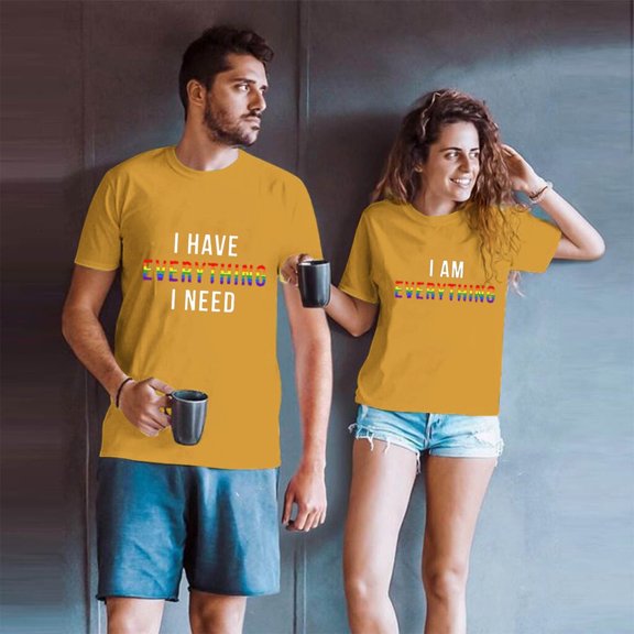 TIHLMK Mens Tshirts Short Sleeve Men Couples Lover Valentine's Day Short Sleeve Print T Shirts Tops