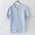 thumbnail image 1 of TIHLMK Mens Tshirts Summer Men's Cool Thin Breathable Stripe Button Cotton Shirt Short Sleeve, 1 of 7