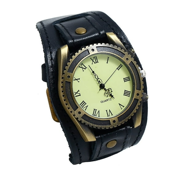 TIHLMK Mens Watches Men Punk Retro Simple Fashion Pin Buckle Strap Leather Watch
