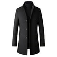 thumbnail image 1 of TIHLMK Mens Windbreaker Men's Single-breasted Solid Color Fashion Suit Business Casual Suit Wool Coat Black, 1 of 2