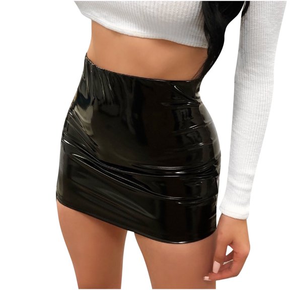 TIHLMK Mini Skirt Fashion Woman Causal Skirt Sexy Ultrashort Skirt Solid Hip Skirt A-line Skirt Black