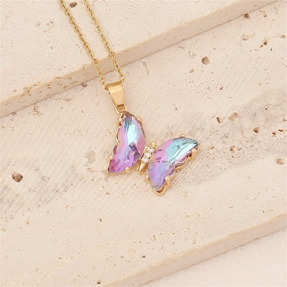 TIHLMK Multicolor Gradient Necklace for Women Fashion Clavicle Chain Gift for Her Necklace Valentine's Day Gift