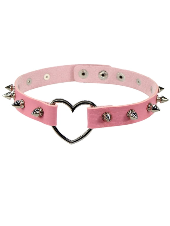 Necklace for Women Rock Punk Gothic Vintage Necklace Leather Collar Gothic Heart Spike