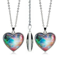TIHLMK Necklaces for Teen Solar System Planet Galaxy Double Sided Necklace Universe Heart Pendant Necklace