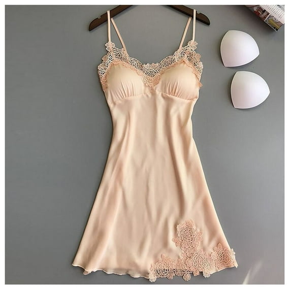 TIHLMK Nightgowns for Women Lace Sling Hollow See-Through Ladies Sleepover Dress for Women