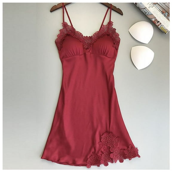 TIHLMK Nightgowns for Women Lace Sling Hollow See-Through Ladies Sleepover Dress for Women