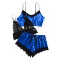 thumbnail image 1 of TIHLMK Pajama Sets for Women Women V-Neck Eyelash Lace Stain Camisole Pajamas Bowknot Shorts Set Gift for Women, 1 of 6