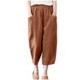 thumbnail image 1 of TIHLMK Pants for Women Fashion Women Summer Casual Loose Cotton And Linen Pocket Solid Trousers Pants Gifts for Women, 1 of 9