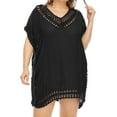 thumbnail image 1 of TIHLMK Plus Size Cover up Swimsuit for Women Ladies Loose Solid Color Hand Hook Stitching V-neck Qversized Blouse Beach Dress Swimsuit Cover Up, 1 of 6