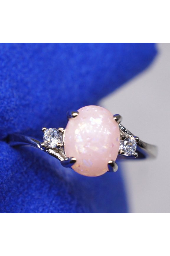 Promise Rings for Her Exquisite Women's Ring Oval Cut Fire-Opal Jewelry Birthday Gift Bridal Party Ring