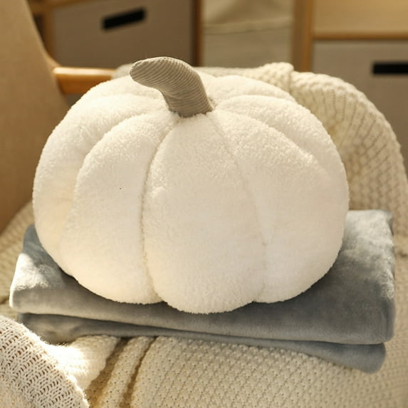 TIHLMK Pumpkin Pillow Ultra Soft Throw Pillow Fluffy Plush Toy Plush Cushion Halloween Home Decor Gifts White Pillow