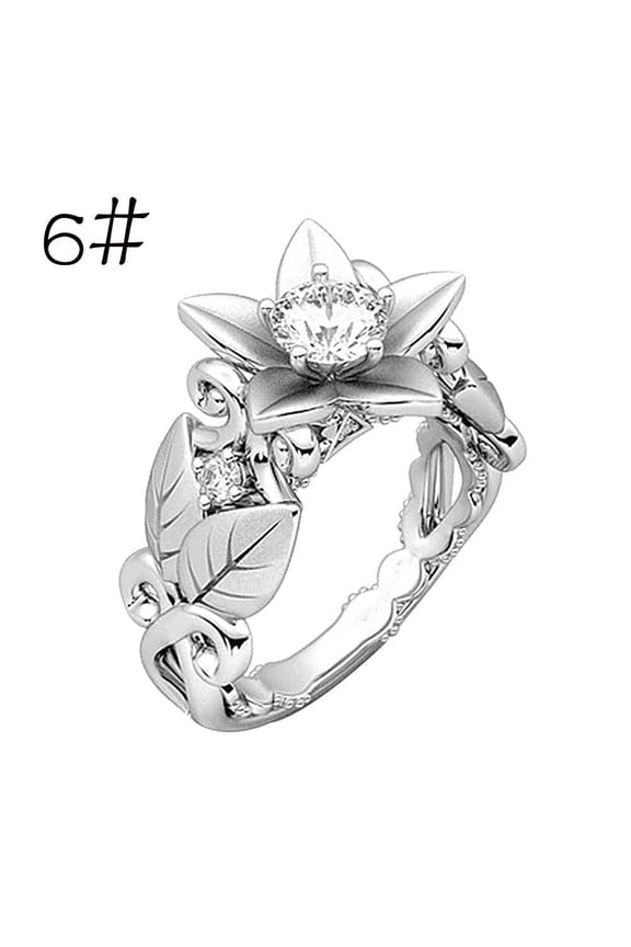 Rings for Beautiful Women's Floral Ring Rose Lucky Flower Leaf Jewelry Gift Rings