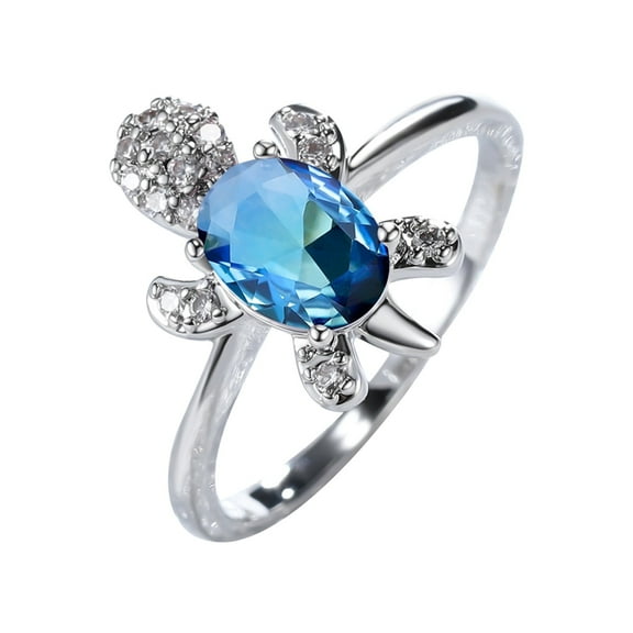 TIHLMK Rings for Teen Creative Jewelry W Hite Gold and Blue Tortoise Ring Men Fashionable Ol Wind Ring