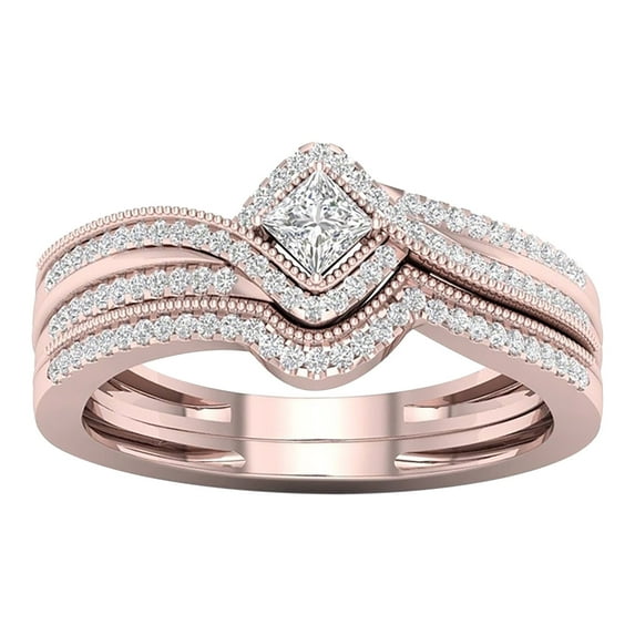TIHLMK Rings for Teen Rhinestone Rings Set for Women 2PCS Stackable Ring Bands Engagement Wedding