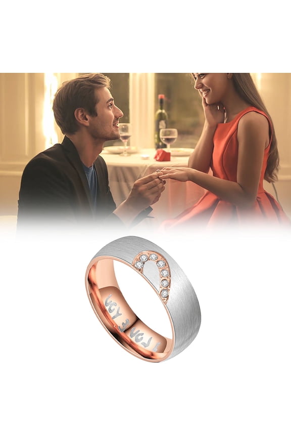 Rings for Teen Titanium Steel Half Peach Heart-Shaped Couple Ring Jewelry Valentine's Day Gift