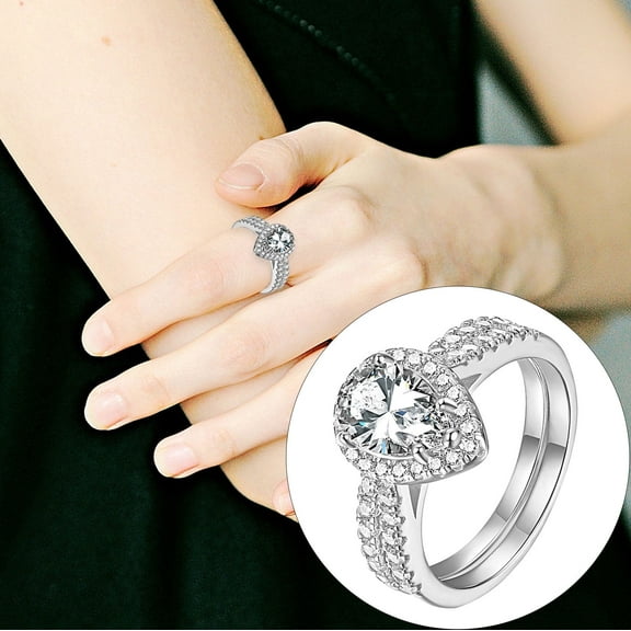 TIHLMK Rings for The Diamond Heart Can Be Split Ring To Show Your Unique Temperament