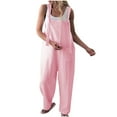 thumbnail image 1 of TIHLMK Rompers for Women Women's Casual Solid Color Cotton Linen Loose Straight Suspender Belt Pants One-piece Pants One-piece Pants Gift for Women, 1 of 8