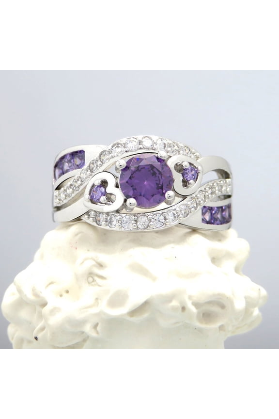 Ring for Women Zircon Filled Twisted Wide Face Ring Women's Ring
