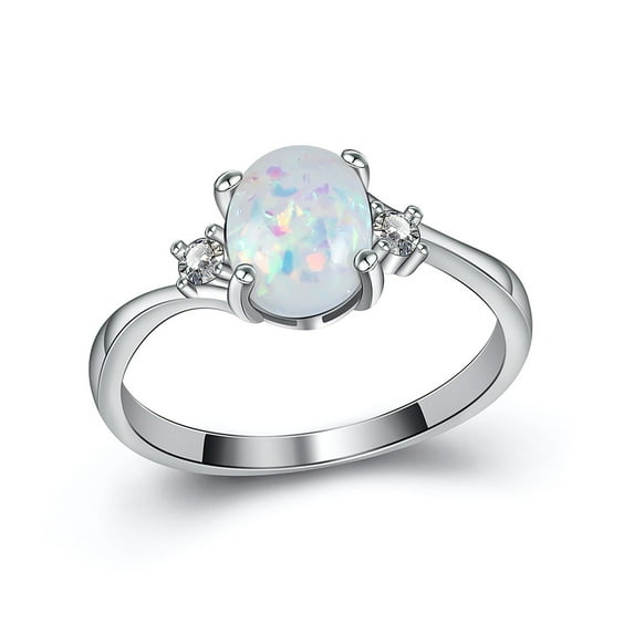 TIHLMK Rings for Women's Rings Oval Cut Fire-Opal Jewelry Birthday Gift Bridal Party Rings for Women Romantic Wedding Jewelry Christmas Gift