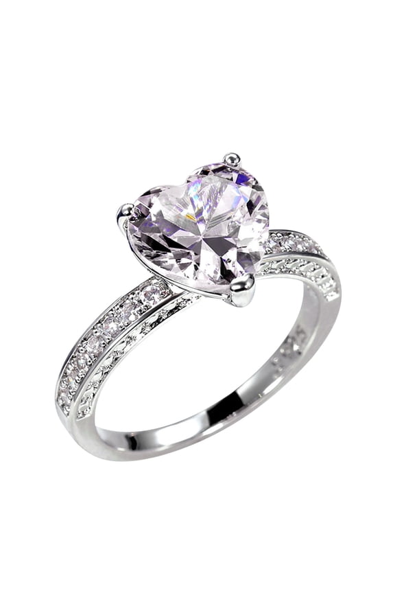 Rings for Alloy Wedding Ring Inlaid with Heart-shaped Zircon Ring Women's Engagement Jewelry