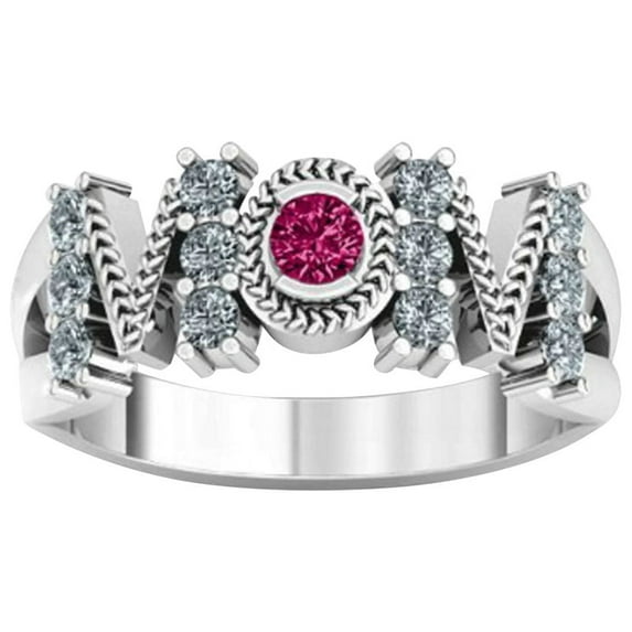 TIHLMK Rings for Teen Mother's Day Gift Mom Ring Creative Color Matching Mom Ring S impl and Versatile