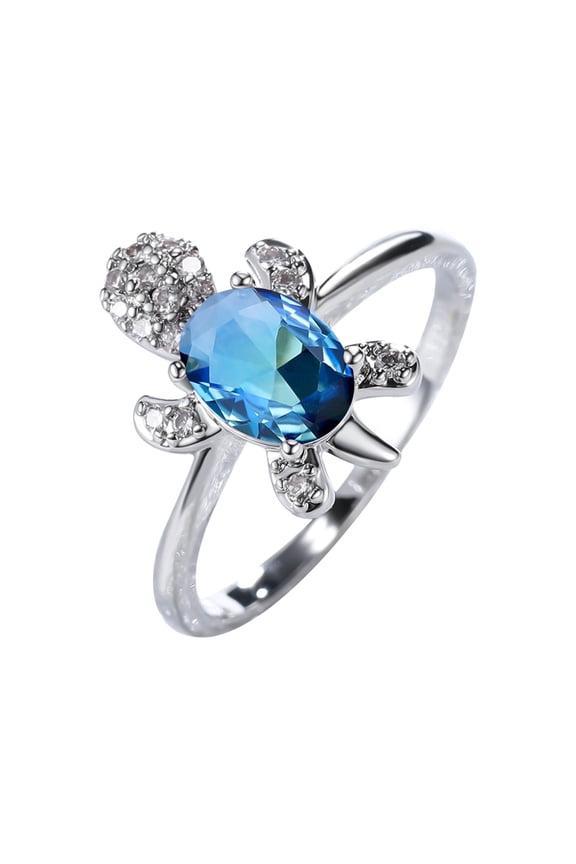 Womens Ring Creative Jewelry W Hite Gold and Blue Tortoise Ring Men Fashionable Ol Wind Ring
