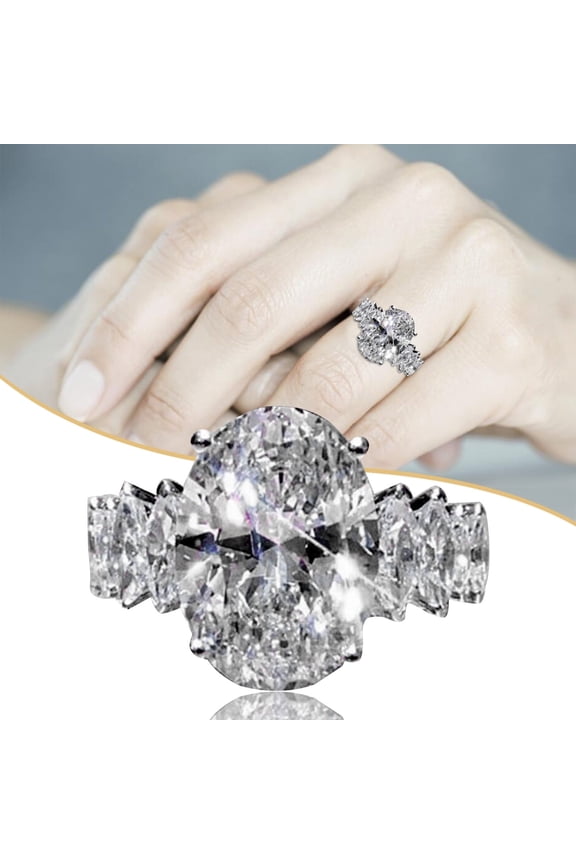 Womens Ring Fashion Gorgeous Super Large Zircon Temperament Shiny Ladies Ring Ring Size 5-11