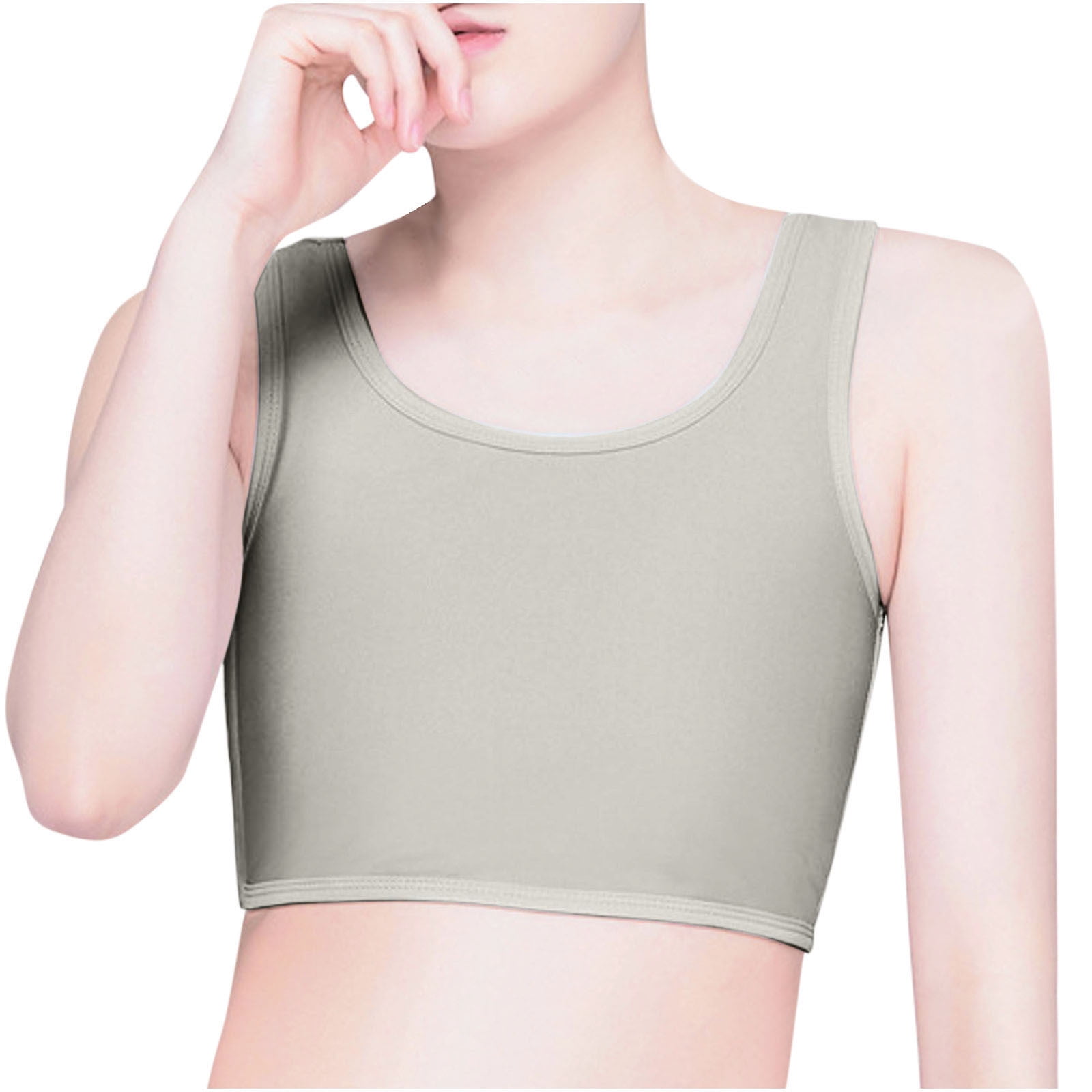 TIHLMK Sexy Bras Sports Bras for Women Sales Clearance Fashion Compression  Chest Binder Women Sleeveless Vest Solid Short Tank Tops Gray