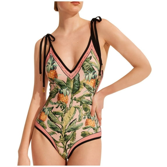TIHLMK Swimsuit for Women Summer Women's Print Swimsuit Fashion Swimwear Beachwear Bikini Siamese Gift for Women