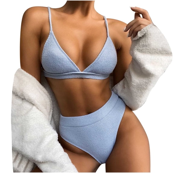 TIHLMK Swimsuit for Women Women With Chest Pad Without Underwire Solid Split Swimsuit Gift for Women