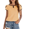 thumbnail image 1 of TIHLMK Shirts for Women Yellow Women's Fashion Solid Color Round Neck Underwaist Comfortable Loose T-shirt Short Sleeve Blouse Casual Tops Gift for Womens Tops, 1 of 7