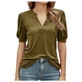 thumbnail image 1 of TIHLMK Shirts for Women Gold Sales Clearance Women's Summer Vintage Printed Pattern Casual Short Sleeve Tops Blouse Gift for Womens Tops, 1 of 4
