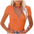 thumbnail image 1 of TIHLMK Shirts for Women Orange Women Casual Short Sleeve Flared Sleeves V-Neck Solid Loose T-Shirt Blouse Tops Gift for Womens Tops, 1 of 9