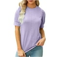 thumbnail image 1 of TIHLMK Shirts for Women Purple Fashion Women's Short Sleeve Summer Solid Color Casual Top Pullover T-shirt Gift for Womens Tops, 1 of 8