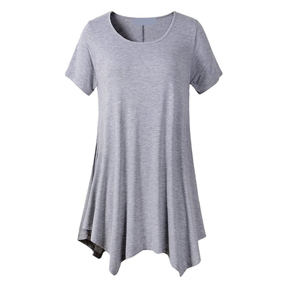 TIHLMK Shirts for Women Women's Fashion Casual Summer Solid Color Short Sleeve Round Neck Top Blouse Gift for Women