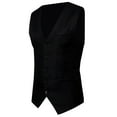 thumbnail image 1 of TIHLMK Suit Coat Men Vest V-Neck Sleeveless Single-breasted Slim Fit Jacket Business Waistcoat Black, 1 of 5