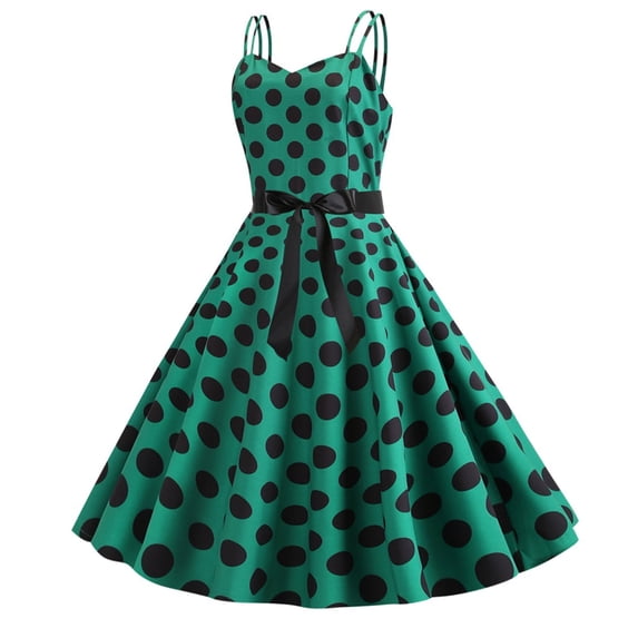 TIHLMK Summer Dress for Women Beach Women's Fashion Vintage Print Round Neck Sleeveless Swing Dress Gift for Women