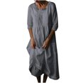 thumbnail image 1 of TIHLMK Summer Dresses for Women Women Summer Fashion Casual Round Neck Half Sleeve Linen Pocket Solid Loose Dress Gift for Women, 1 of 5